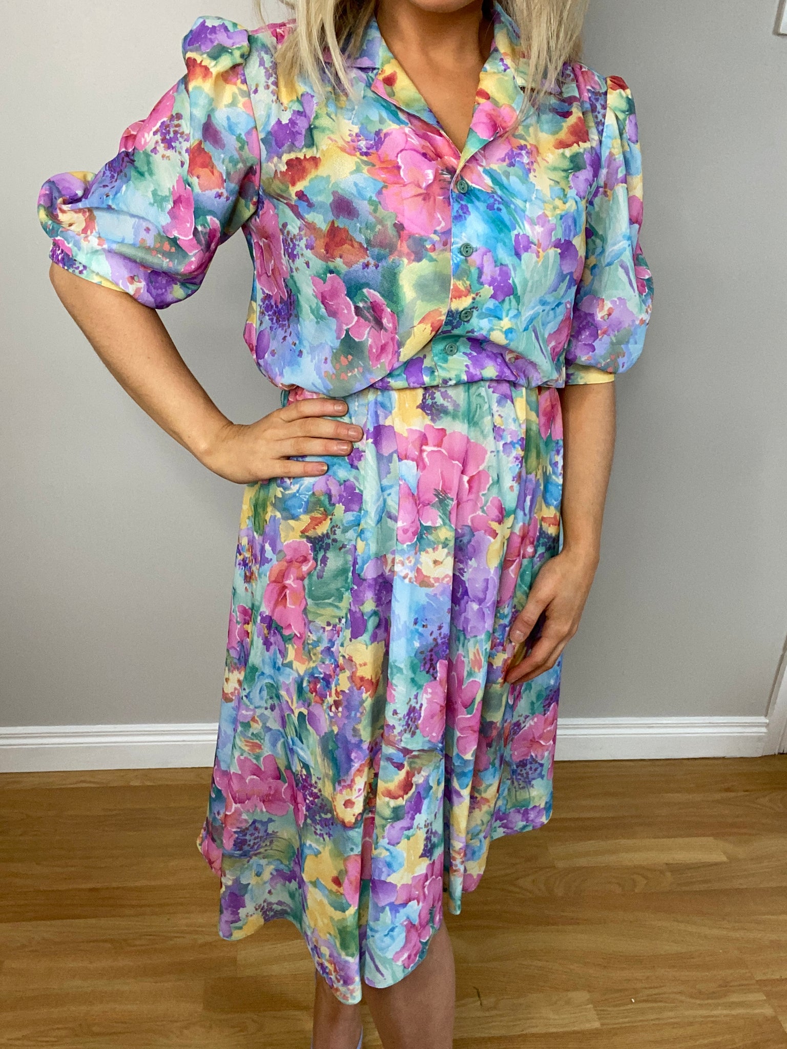 Pastel Floral Midi Dress (Up to a size ...